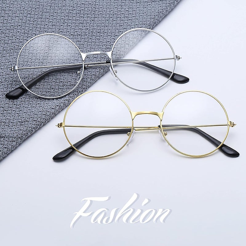 SOHUPAC Classic Round Glasses Retro Circle Eyeglasses Clear Lens Metal Frame Accessories Non-Prescription For Men Women - Image 3